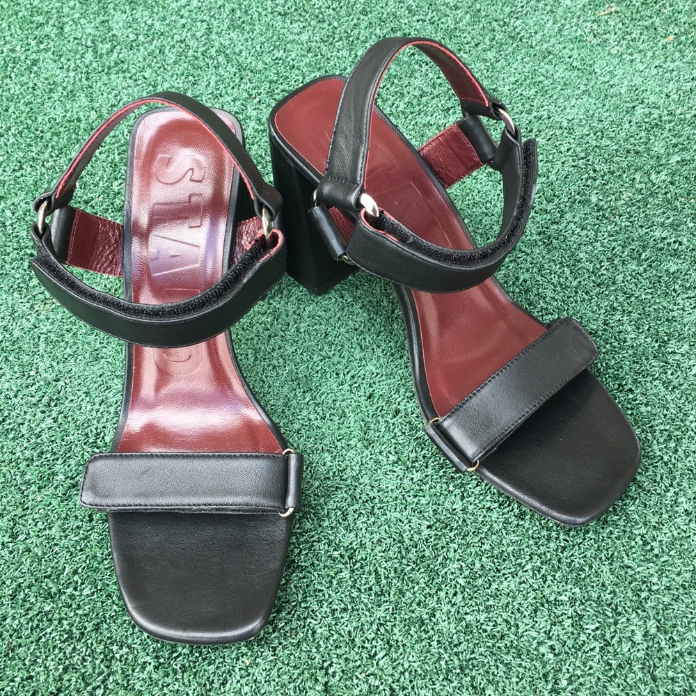 New Staud Betty Block Heel Sandal Leather Black 37 - Picture 5 of 16
